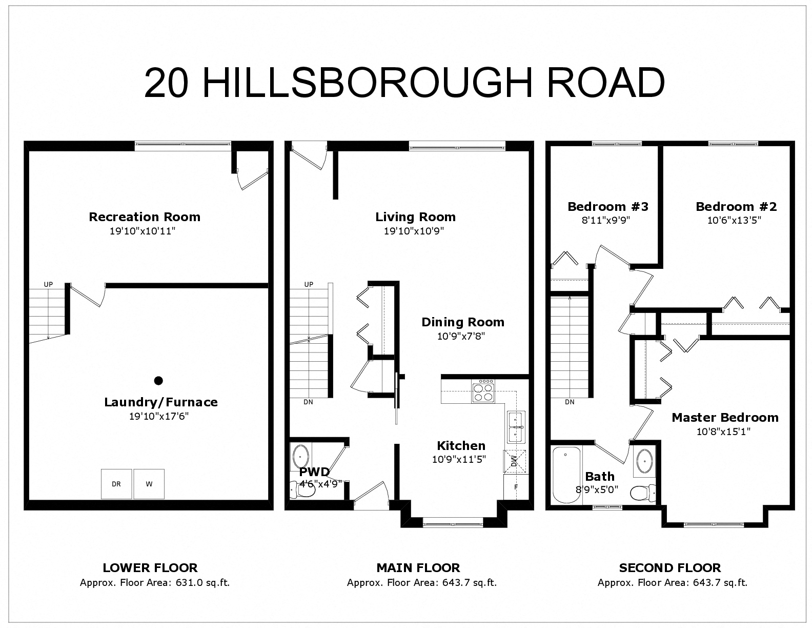 Floor plan for 3 beds, 2 baths, 1918 sqft
